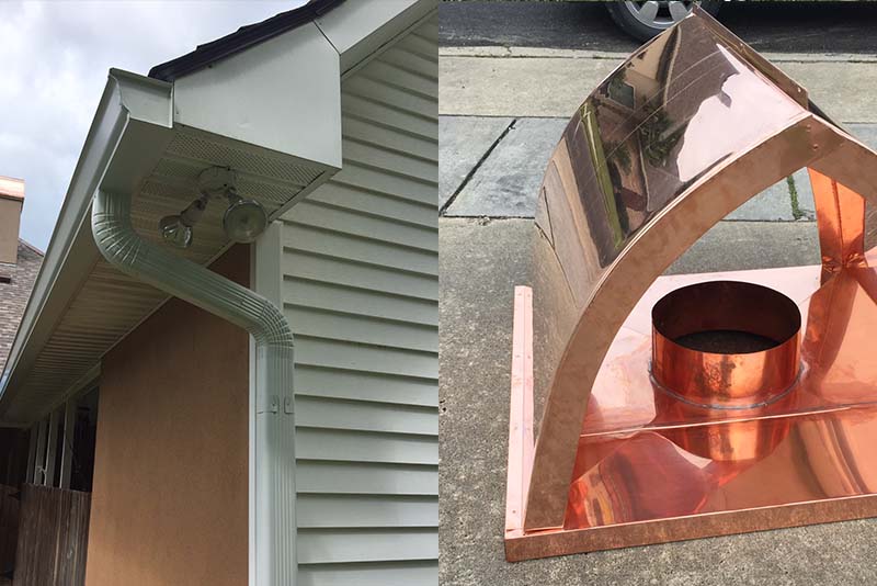 Gutter Work and Copper Chimney Cap | Gutter and Accessories